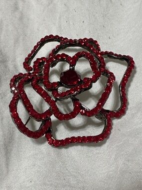 Red Crystal Flower Brooch - Women's Jewelry